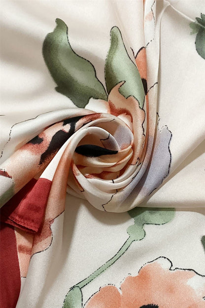 Elegant Blush Pink and Ink Floral Print Square Scarf - Delicate Watercolor Style Flower Pattern Fashion Accessory Soft Wrap