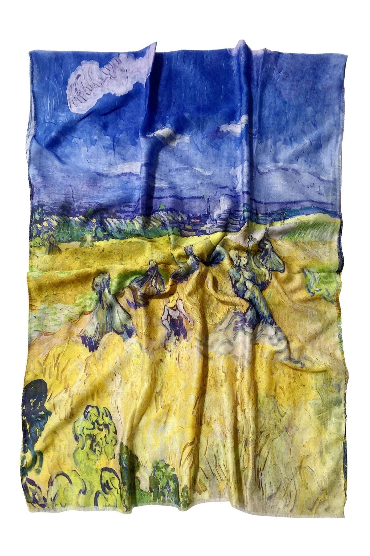 Luxury Pure Silk Van Gogh Masterpiece Art Scarf - Premium Fine Art Fashion Accessory Featuring Famous Painting Print