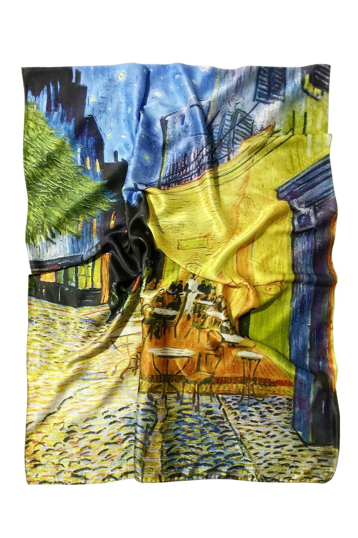 Luxury Pure Silk Van Gogh Masterpiece Art Scarf - Premium Fine Art Fashion Accessory Featuring Famous Painting Print