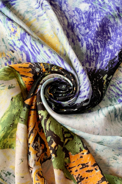 Luxury Pure Silk Van Gogh Masterpiece Art Scarf - Premium Fine Art Fashion Accessory Featuring Famous Painting Print
