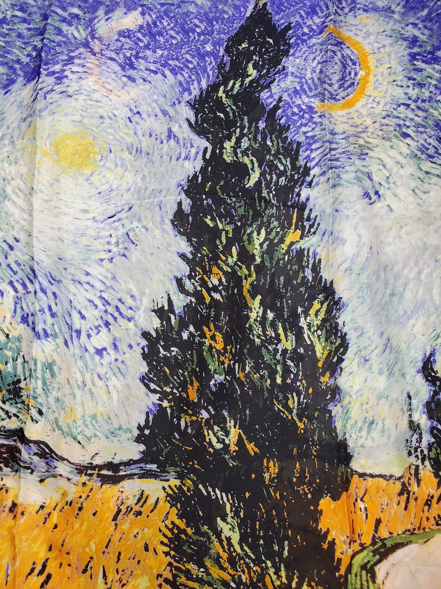 Luxury Pure Silk Van Gogh Masterpiece Art Scarf - Premium Fine Art Fashion Accessory Featuring Famous Painting Print