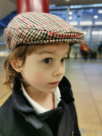 Boys' Tweed Flat Wool Cap Dark Fancy 2 to 12 years
