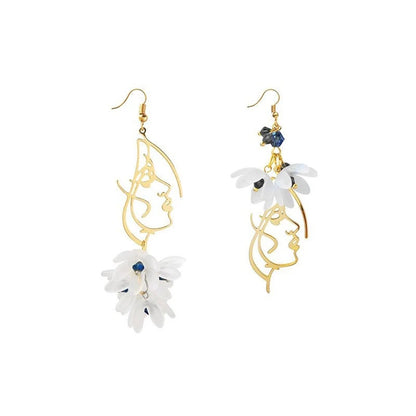 Woman Face Earrings with Gentle Flowers