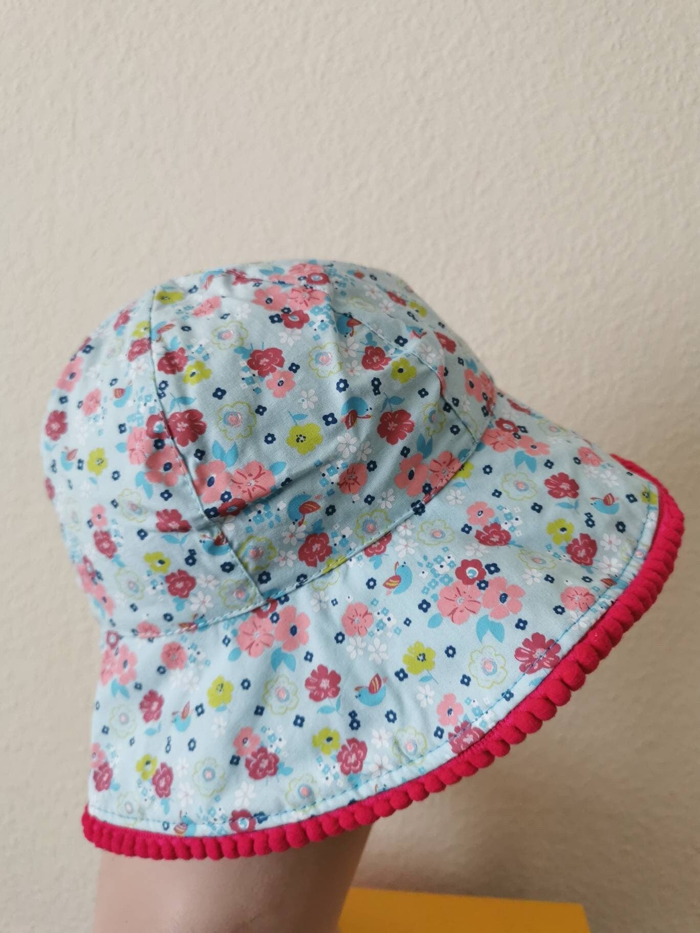 Girls Floral Wide Brim Summer Hat