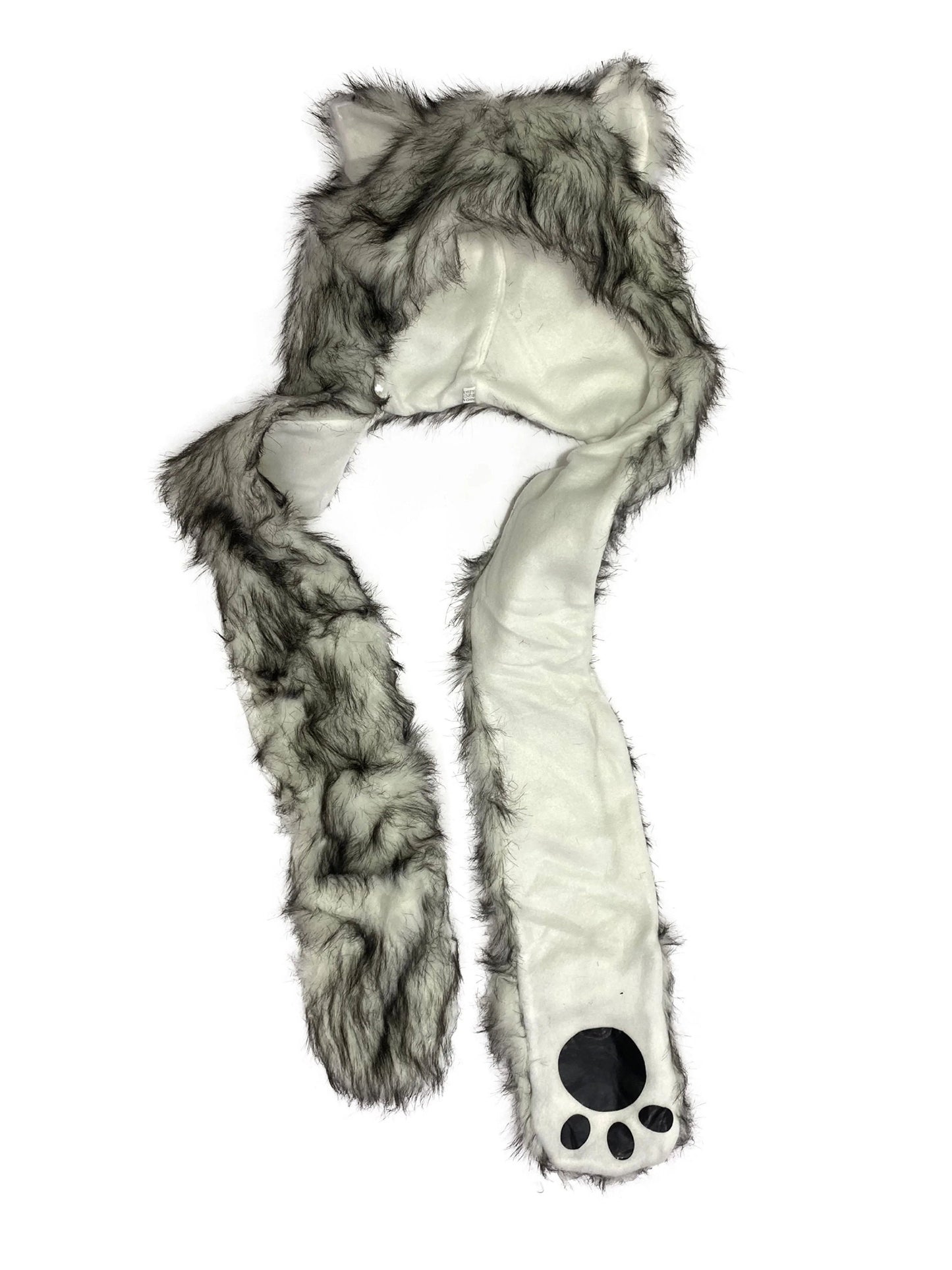 Long Faux Fur Ears Animal Hat Scarf With Pockets Woman Girl Panda Tiger Wolf Christmas gift