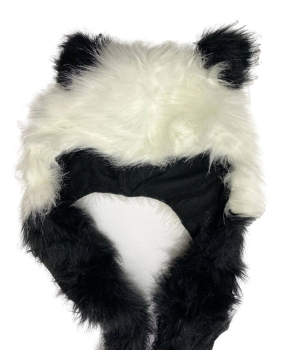 Long Faux Fur Ears Animal Hat Scarf With Pockets Woman Girl Panda Tiger Wolf Christmas gift