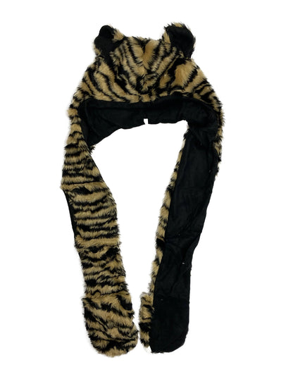 Long Faux Fur Ears Animal Hat Scarf With Pockets Woman Girl Panda Tiger Wolf Christmas gift