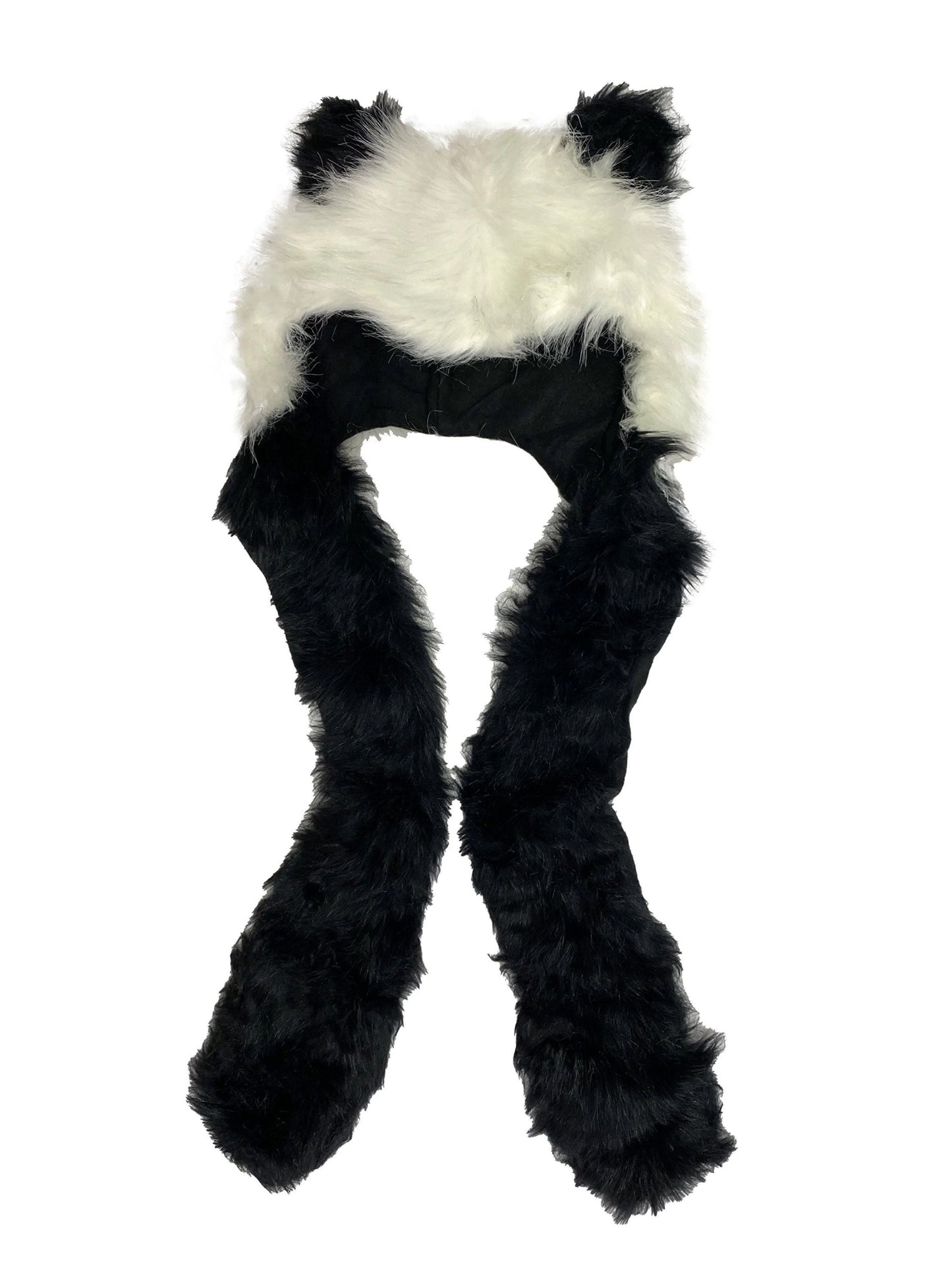 Long Faux Fur Ears Animal Hat Scarf With Pockets Woman Girl Panda Tiger Wolf Christmas gift