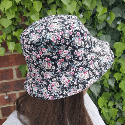 Ladies Reversible  Floral Print Summer Bucket Hat