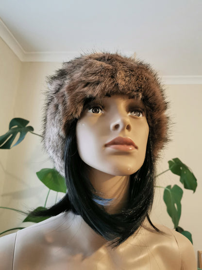 Furry Luxury Brown Faux Fur Cossack Hat Adults' Women Ladies Winter Christmas gift