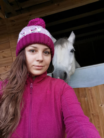 Llama Knitted Beanie Bobble Hat Children Woman Animal Pink Green Adult Kid Family Matching  Style Christmas gift