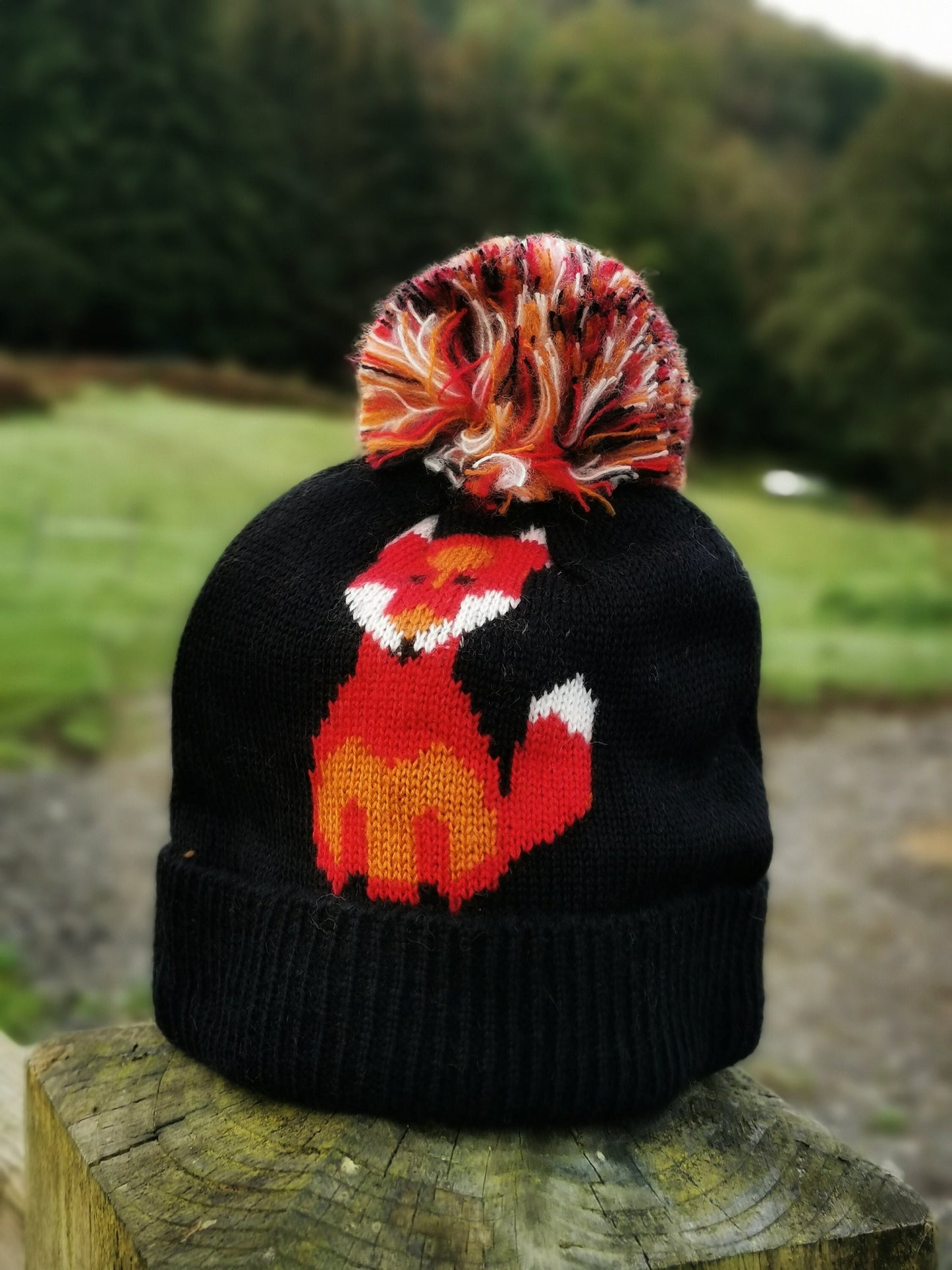 Fox Ladies Woman Knitted Beanie Bobble Hat Winter Animal Funny Gift