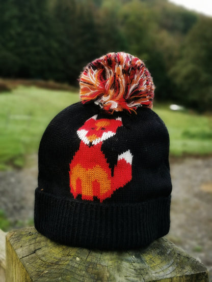 Fox Ladies Woman Knitted Beanie Bobble Hat Winter Animal Funny Gift