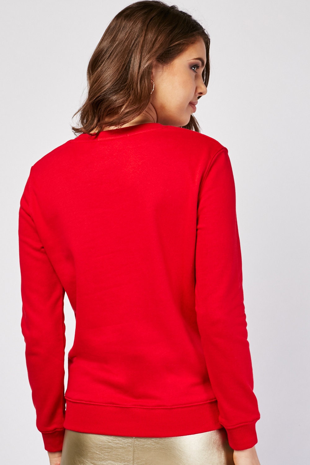 Ladies' Santa Sweatshirt Red Funny Christmas Print Gift Novelty Sweater