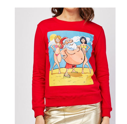 Ladies' Santa Sweatshirt Red Funny Christmas Print Gift Novelty Sweater
