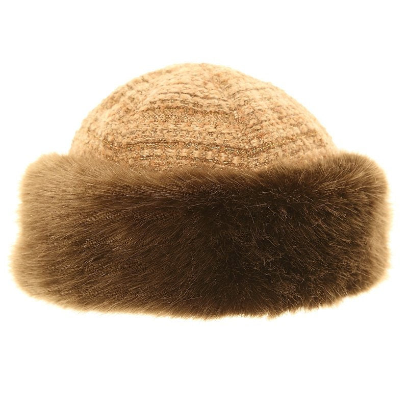 Faux Fur Vintage Style Headband Hat Bandhat Brown Ladies Woman Winter Boucle Christmas gift