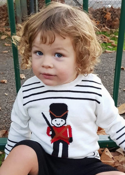 Traditional Vintage Spanish Style Royal London Guard Baby Boys Classic Sweater Jumper Shorts Knit Set British Soldier Outfit