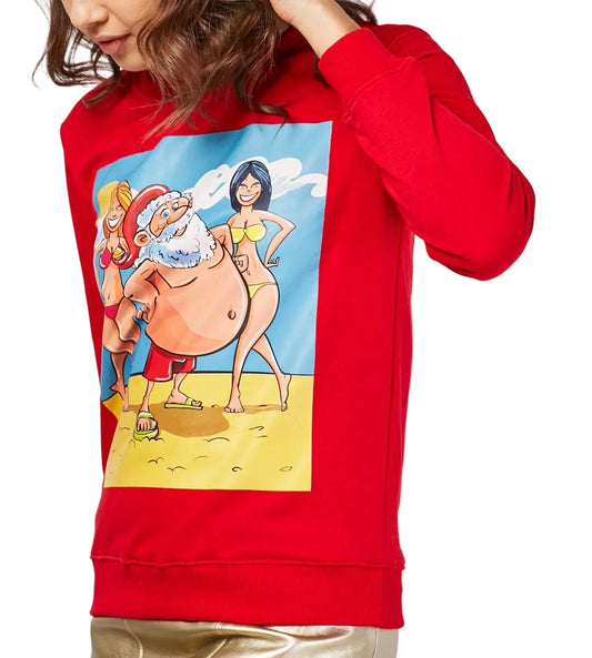 Ladies' Santa Sweatshirt Red Funny Christmas Print Gift Novelty Sweater