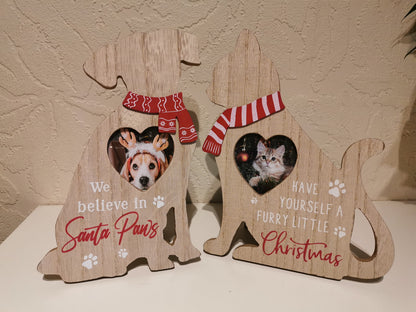 Personalised Pet Wooden Photo Frame Cat Dog Christmas Gift Home Decor