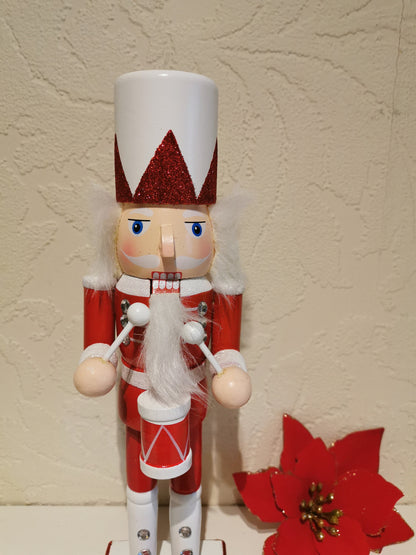 Quality Traditional Wooden Soldier Nutcracker Christmas Home Decoration - Gift Ornament 28 cm Red Green Active