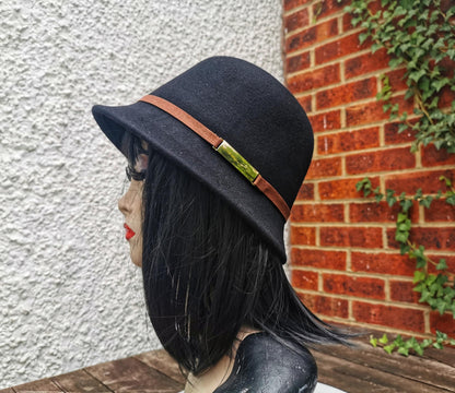 Vintage-Inspired 100% Wool Cloche Hat - Maroon or Black, Adjustable Fit Christmas gift