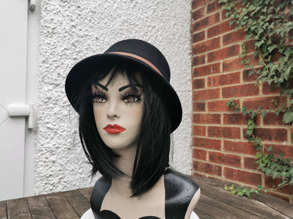 Vintage-Inspired 100% Wool Cloche Hat - Maroon or Black, Adjustable Fit Christmas gift