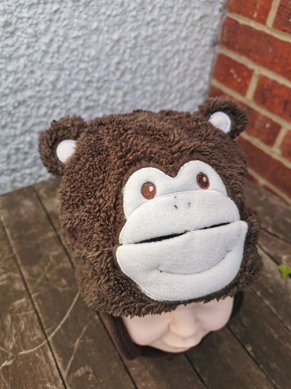 Babies' Soft Monkey Hat Brown Cute