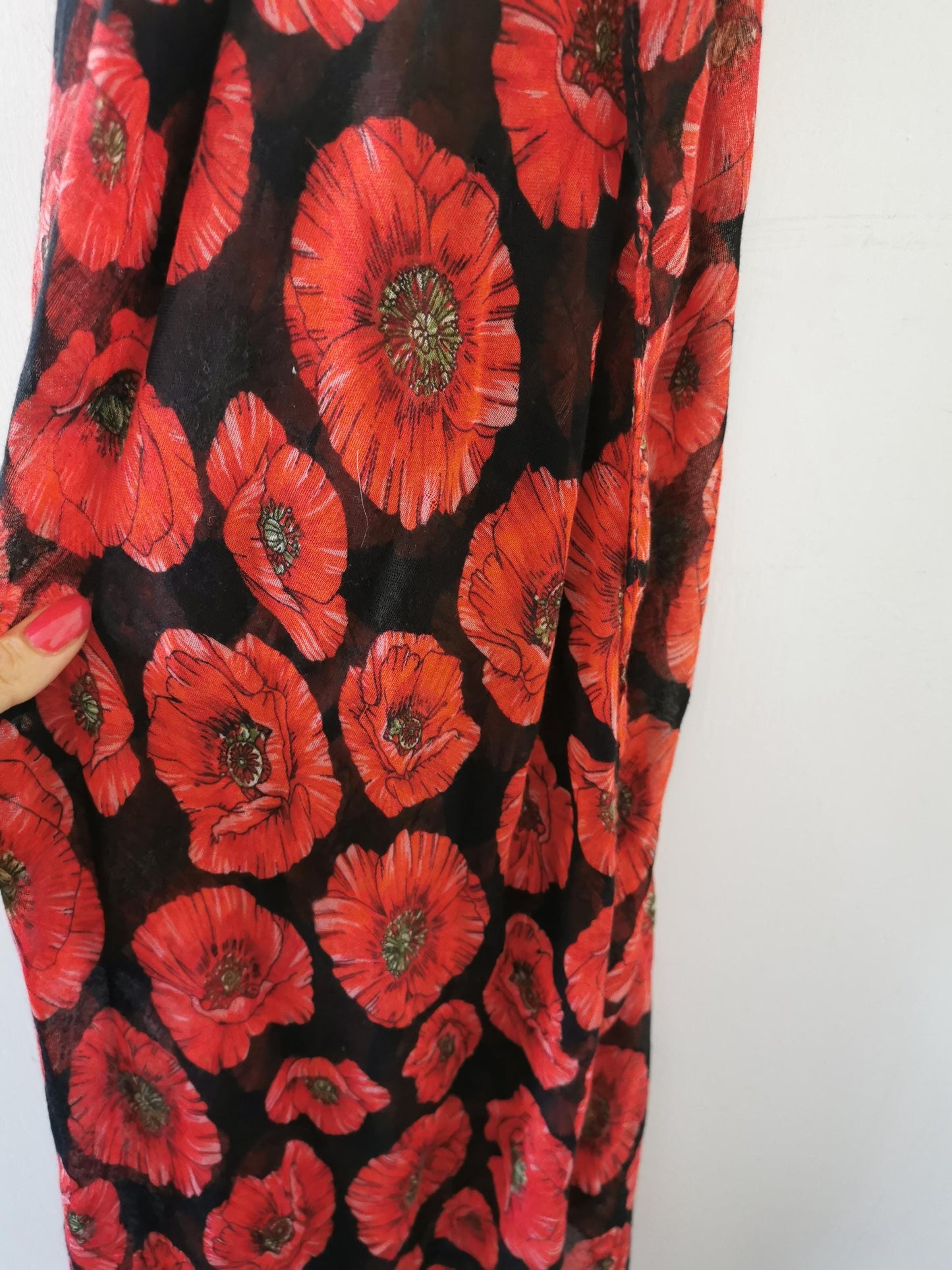 Beautiful Black Red Poppy Print Scarf Gift Idea