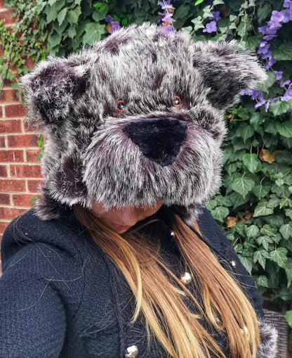 Furry Bear Hat With Pom-Poms Adults' Women Men Ladies Unisex Funny Winter