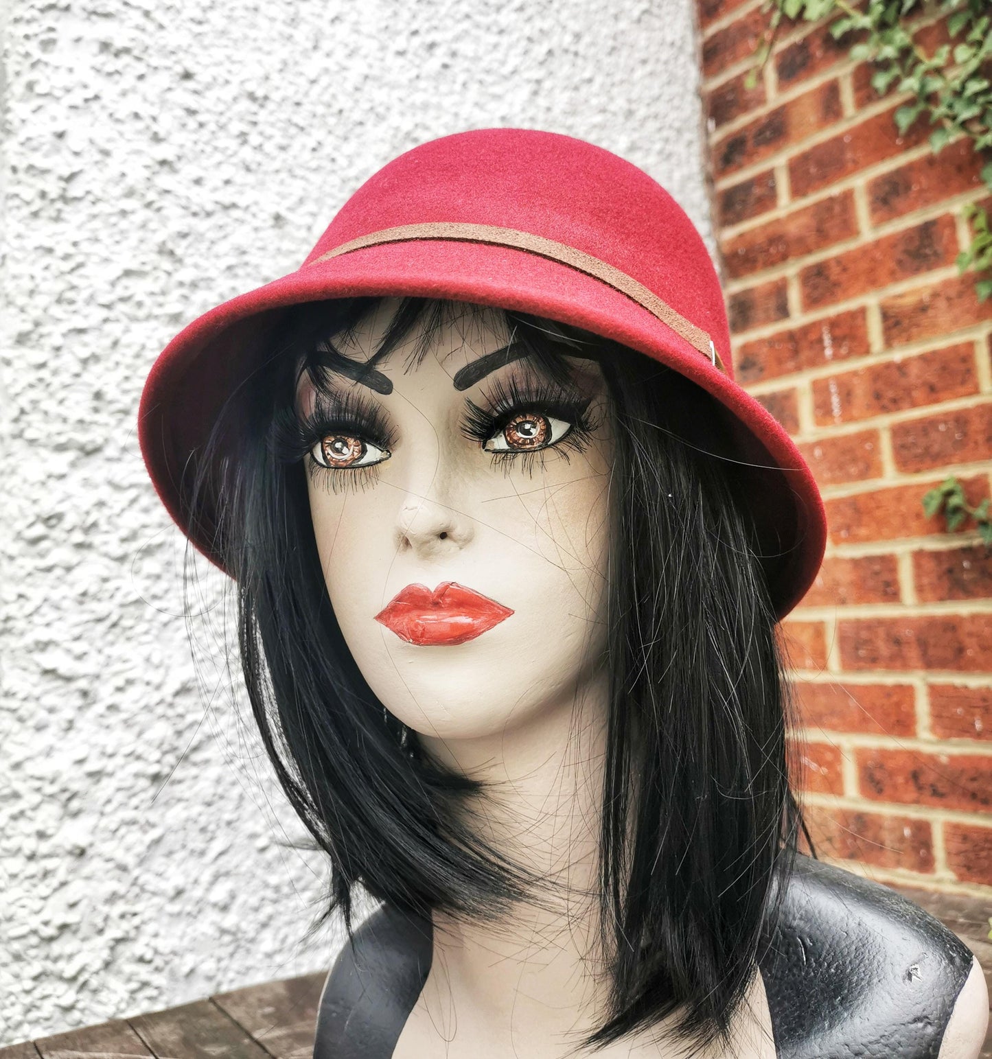 Vintage-Inspired 100% Wool Cloche Hat - Maroon or Black, Adjustable Fit Christmas gift
