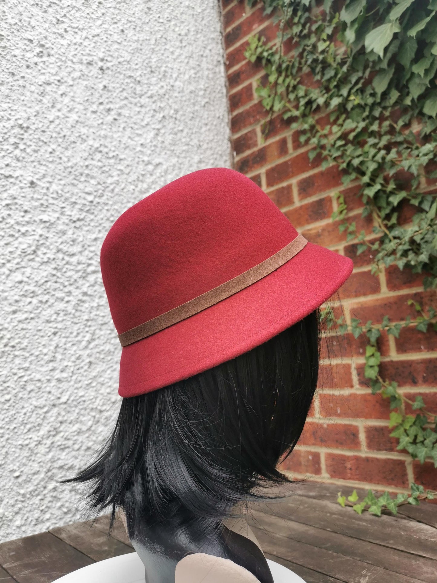 Vintage-Inspired 100% Wool Cloche Hat - Maroon or Black, Adjustable Fit Christmas gift