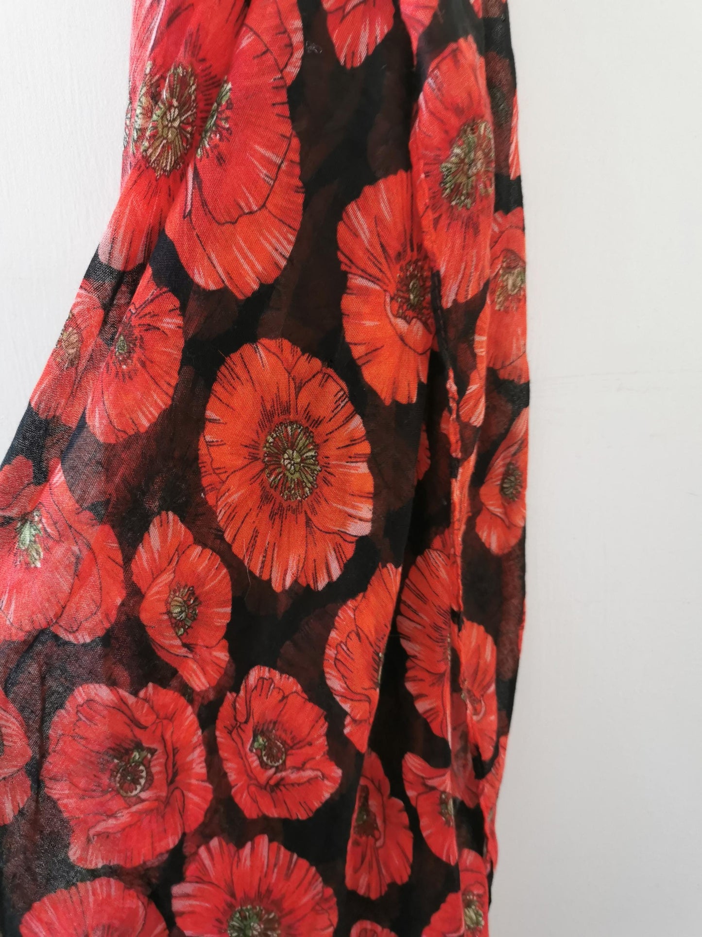 Beautiful Black Red Poppy Print Scarf Gift Idea