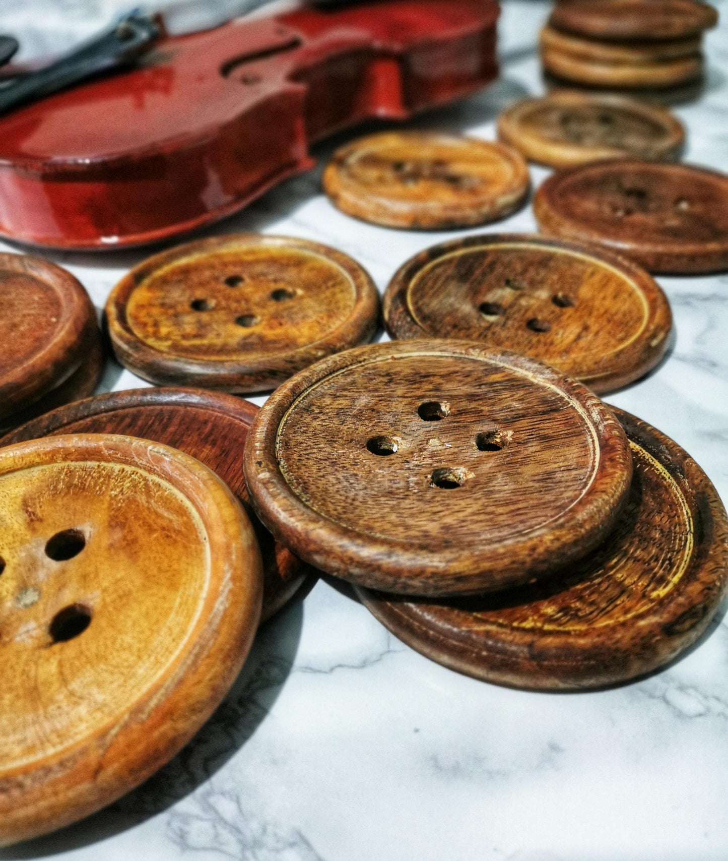 Wooden Button Coasters, Dark Rustic Wood Decor Wooden Coaster