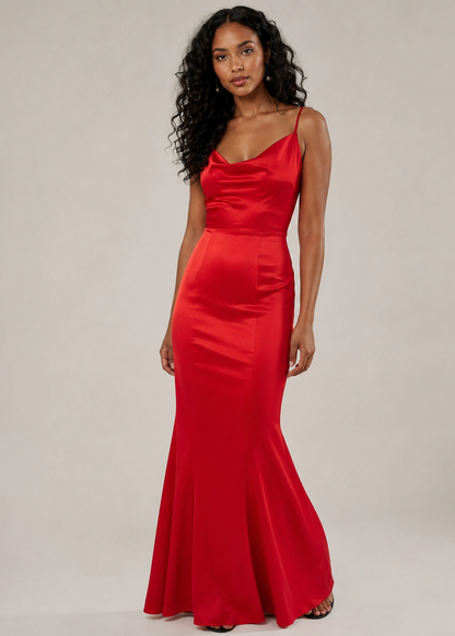 Lipsy Red Satin Maxi Evening Dress Prom Wedding Guest Mermaid Bridesmaid Evening