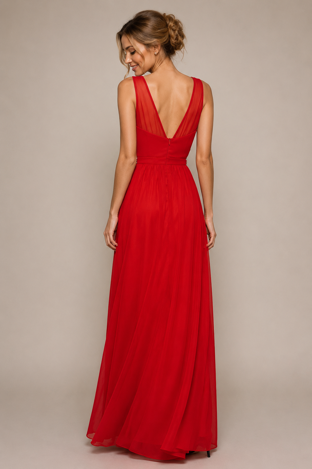 RED SHEER BEADED PANEL SLEEVELESS MAXI DRESS Chi Chi London