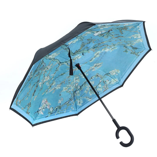 Vincent van Gogh Almond Blossom Upside-Down Umbrella – Aqua Blue