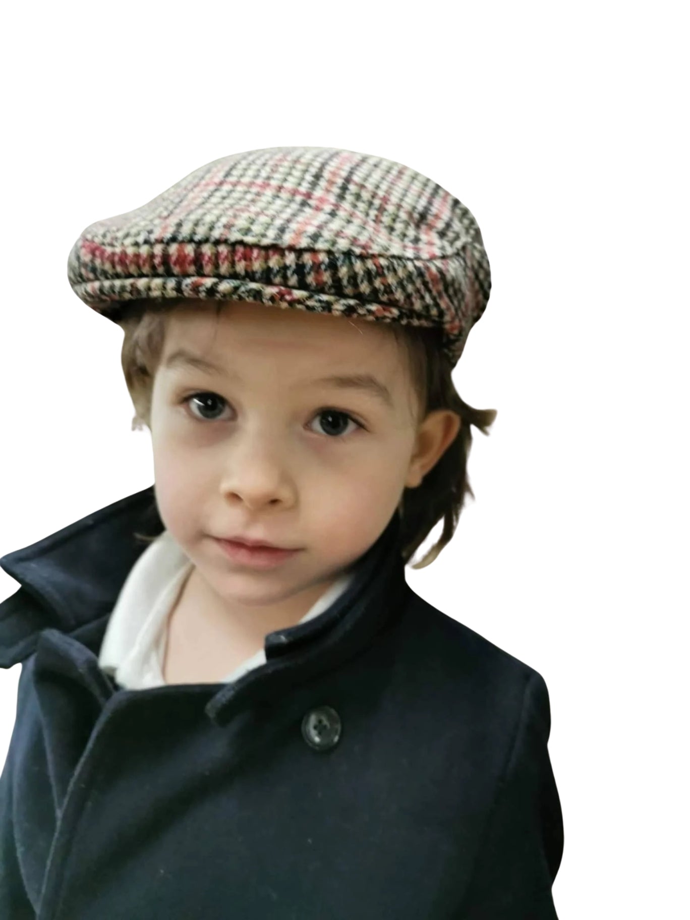 Boys' Tweed Flat Wool Cap Dark Fancy 2 to 12 years
