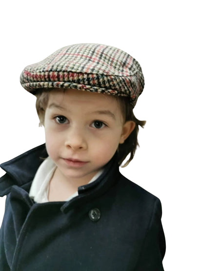 Boys' Tweed Flat Wool Cap Dark Fancy 2 to 12 years