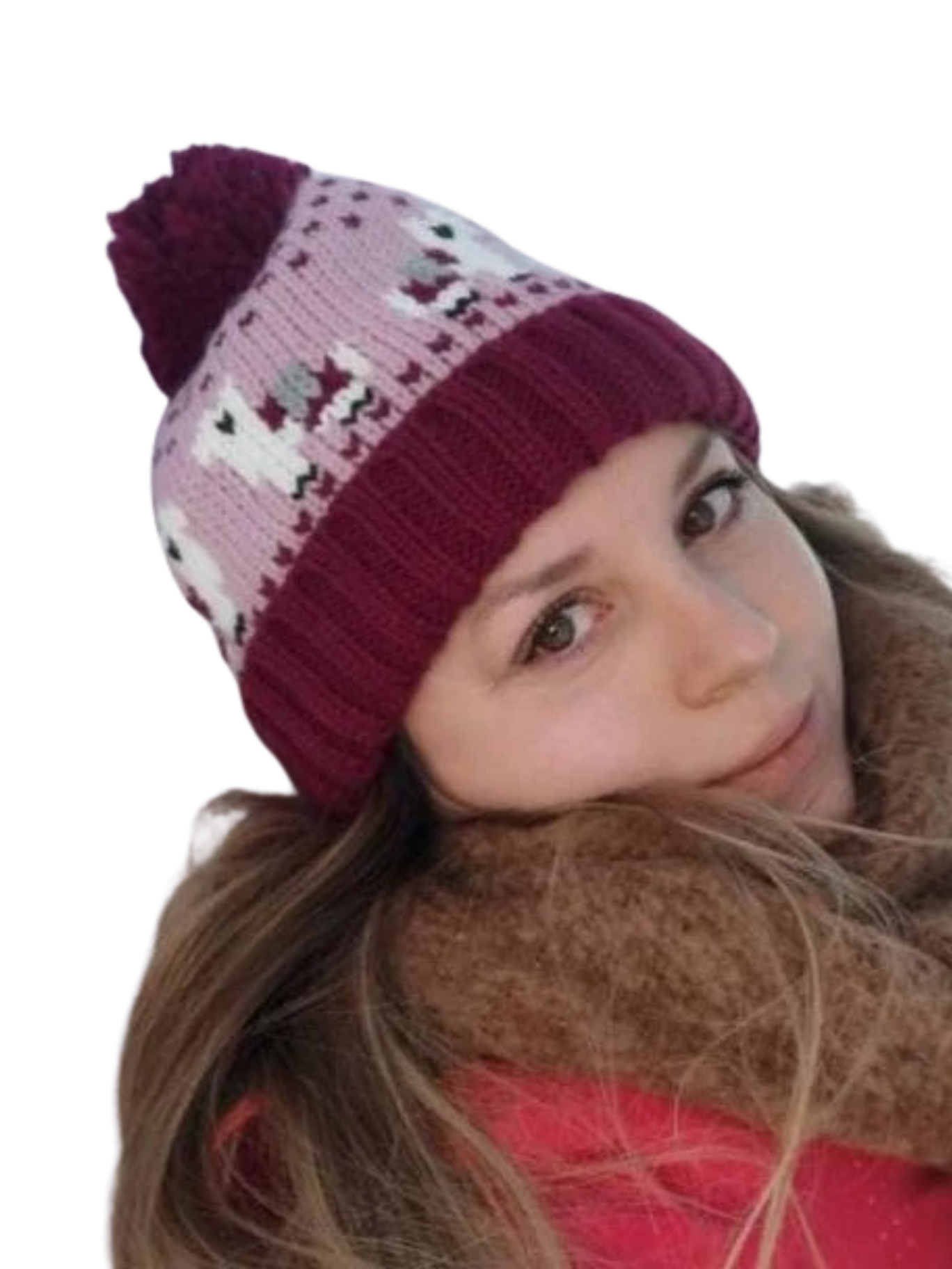 Llama Knitted Beanie Bobble Hat Children Woman Animal Pink Green Adult Kid Family Matching  Style Christmas gift