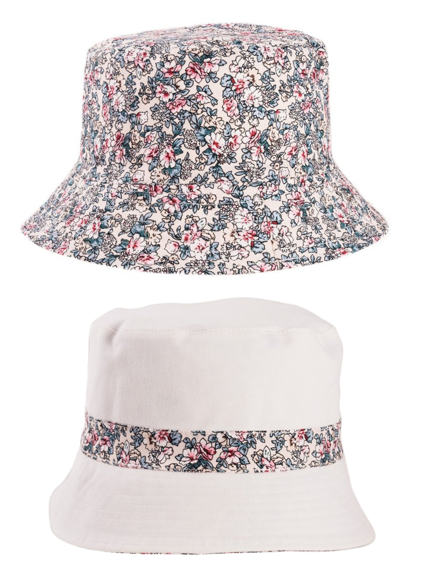 Ladies Reversible  Floral Print Summer Bucket Hat