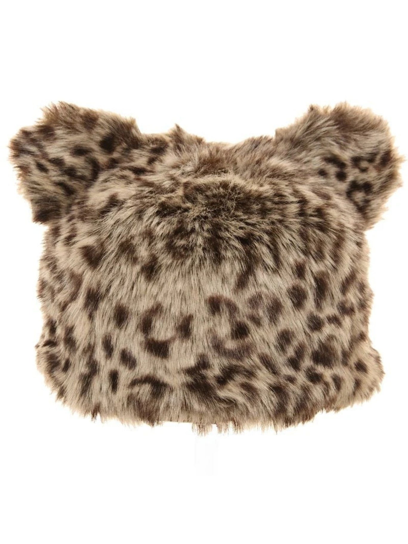 Faux fur leopard cat hat with ears