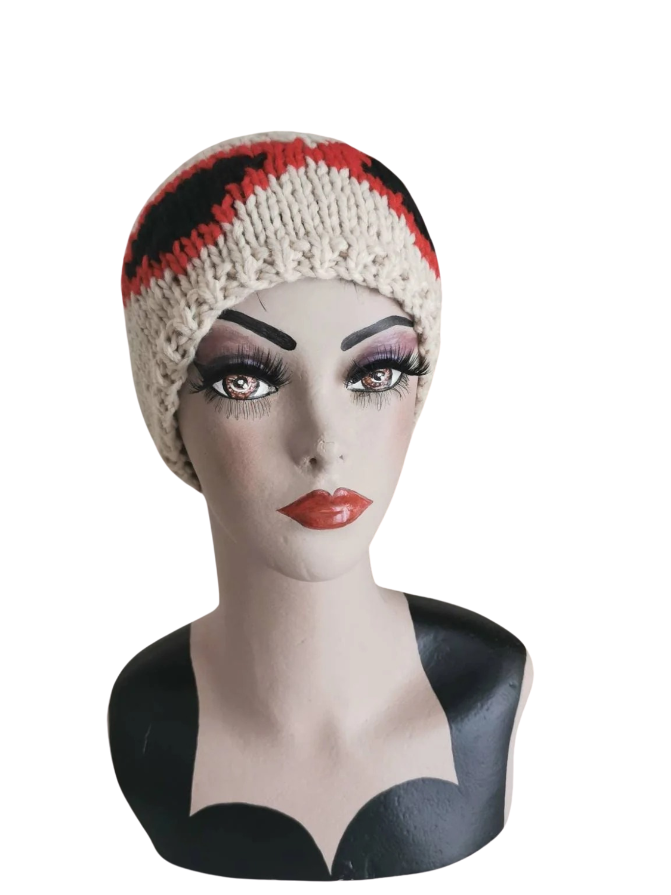 Hand-Knitted Cream Winter Headband - Cozy Wide Ear Warmer Fashion Accessory for Women Classic Neutral Style Red Glasses