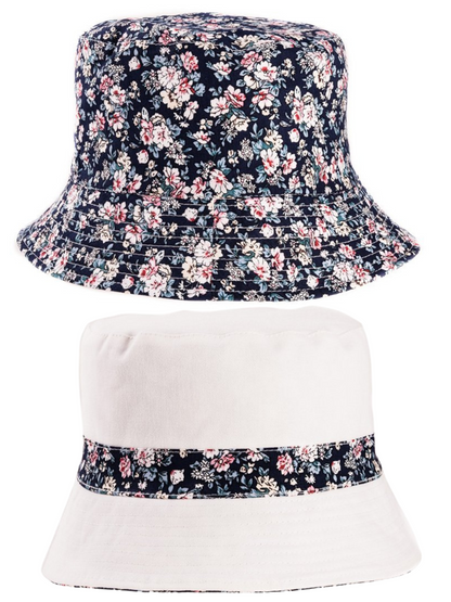 Ladies Reversible  Floral Print Summer Bucket Hat