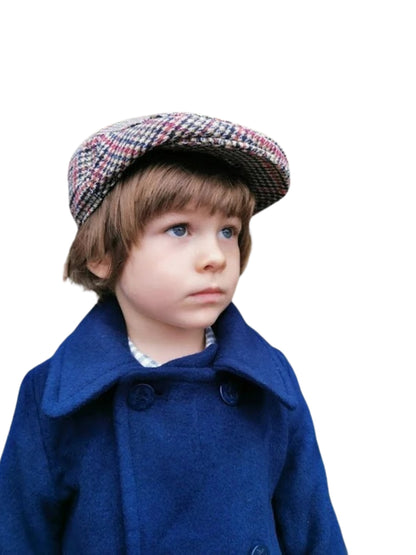 Boys' Tweed Flat Wool Cap Dark Fancy 2 to 12 years