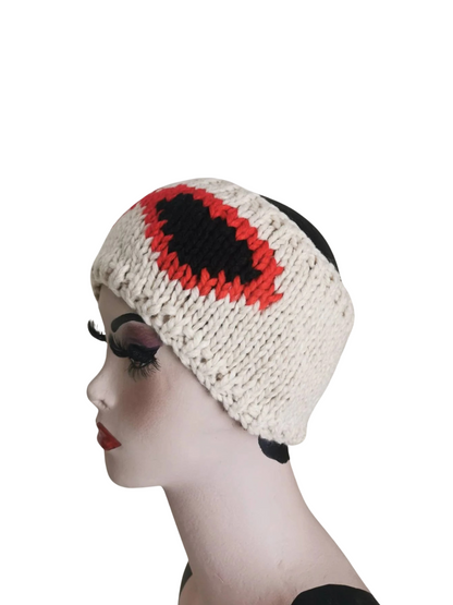 Hand-Knitted Cream Winter Headband - Cozy Wide Ear Warmer Fashion Accessory for Women Classic Neutral Style Red Glasses