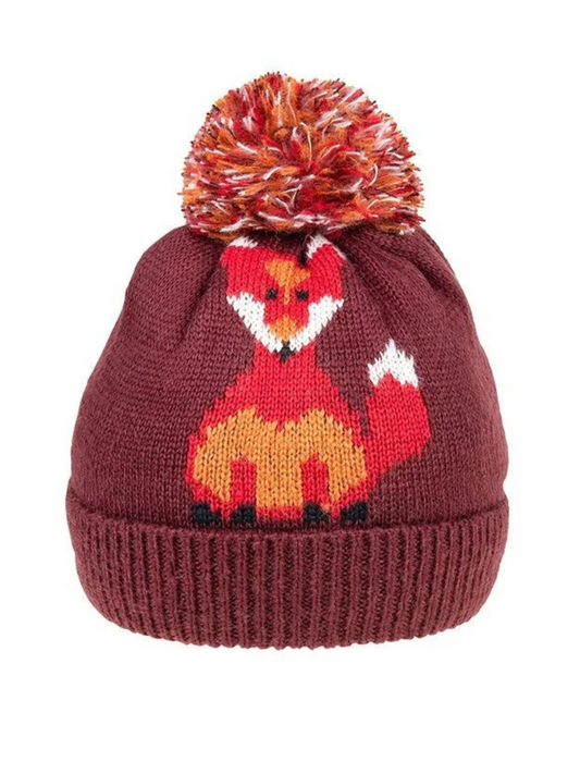Fox Ladies Woman Knitted Beanie Bobble Hat Winter Animal Funny Gift