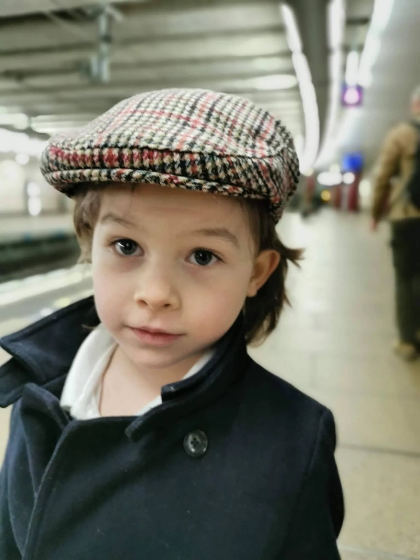 Boys' Tweed Flat Wool Cap Dark Fancy 2 to 12 years