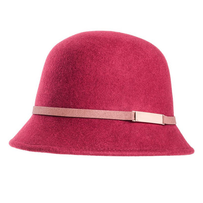 Vintage-Inspired 100% Wool Cloche Hat - Maroon or Black, Adjustable Fit Christmas gift