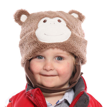 Monkey Babies' Soft Hat Light Brown Winter Animal Cute Funny Gift