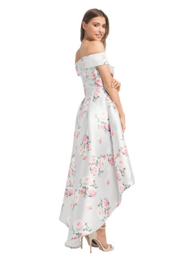 Luxurious Floral Midi Prom Dress In Sateen 